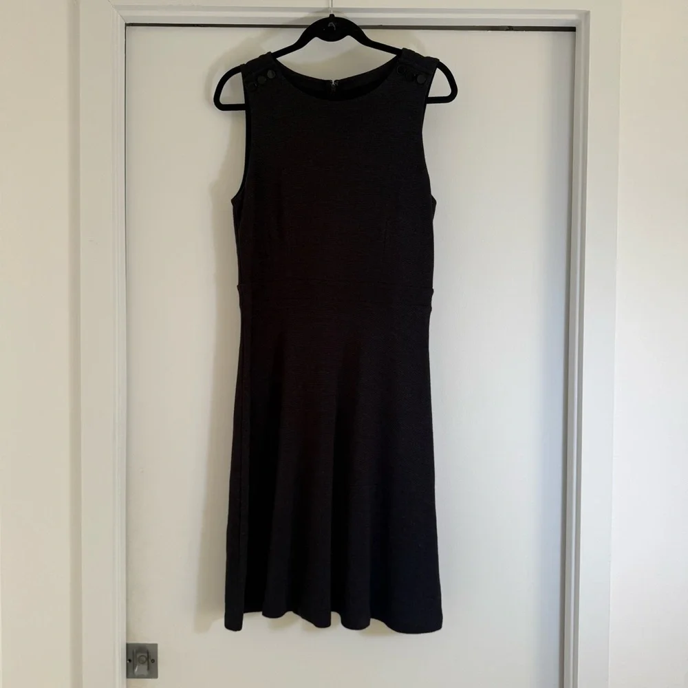 Ann Taylor LOFT Sleeveless Shoulder Button Flare Dress Sz 10 Regular Deep Smoke